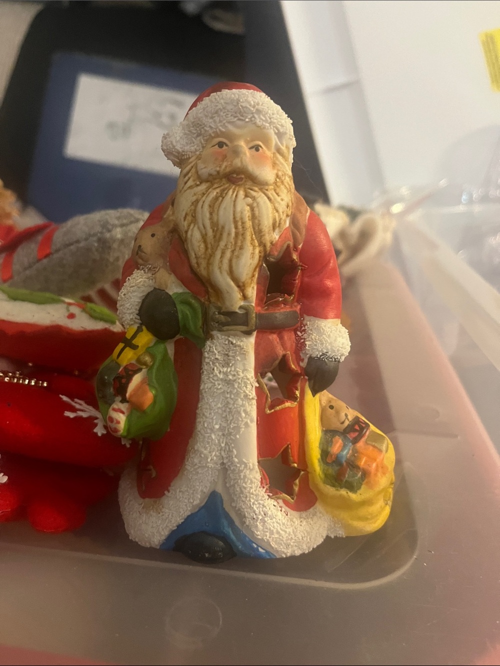 Santa Claus Figurine tea light candle holder Holiday Décor - Red and White358